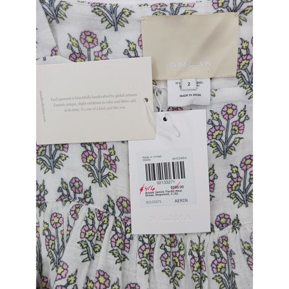 ANAAK JamilaTiered Maxi Print dress, Ecru, Size 2, 100% cotton - Picture 13 of 14